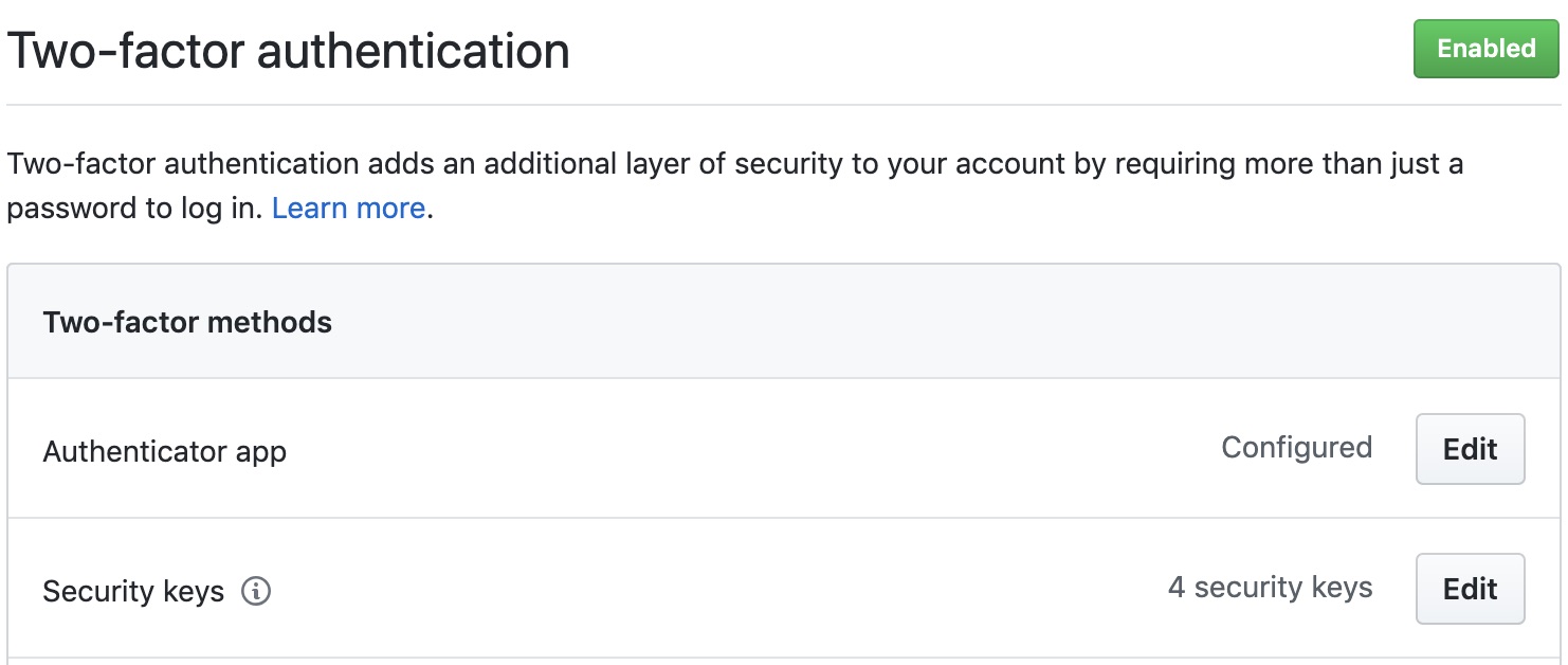 GitHub security settings